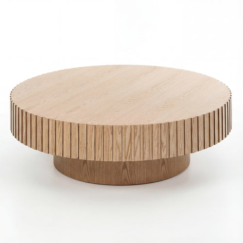 Alicia 100cm Wooden Round Coffee Table Natural