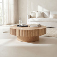 Alicia 100cm Wooden Round Coffee Table Natural
