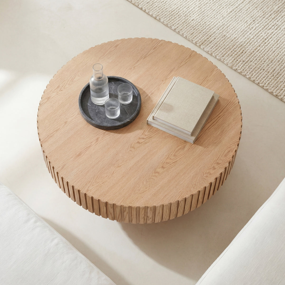Alicia 100cm Wooden Round Coffee Table Natural