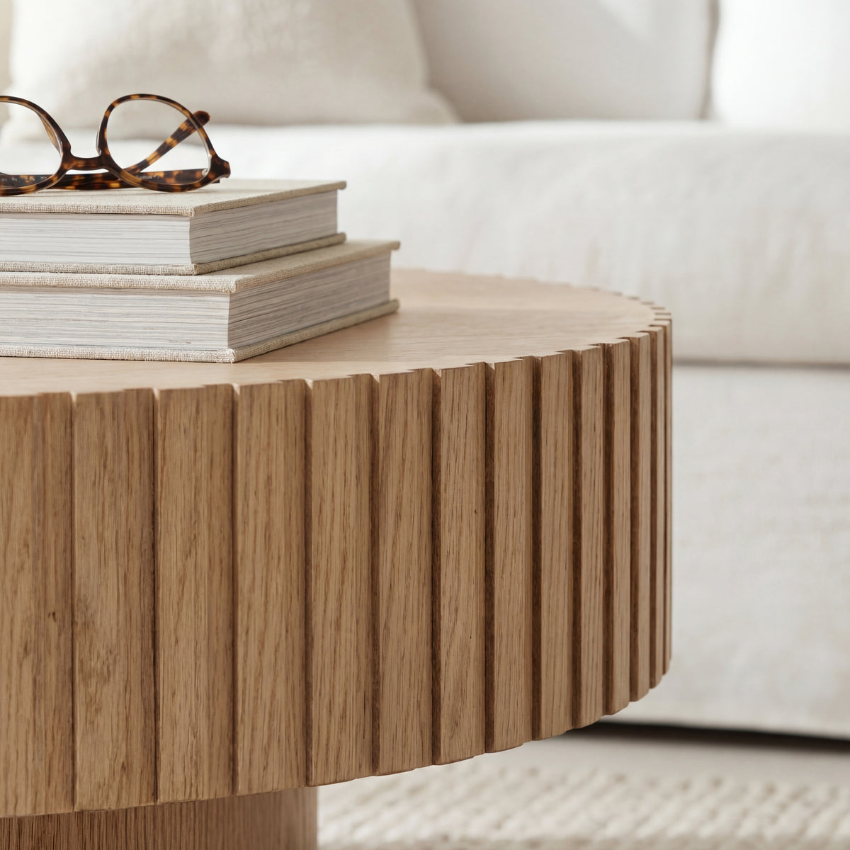 Alicia 100cm Wooden Round Coffee Table Natural