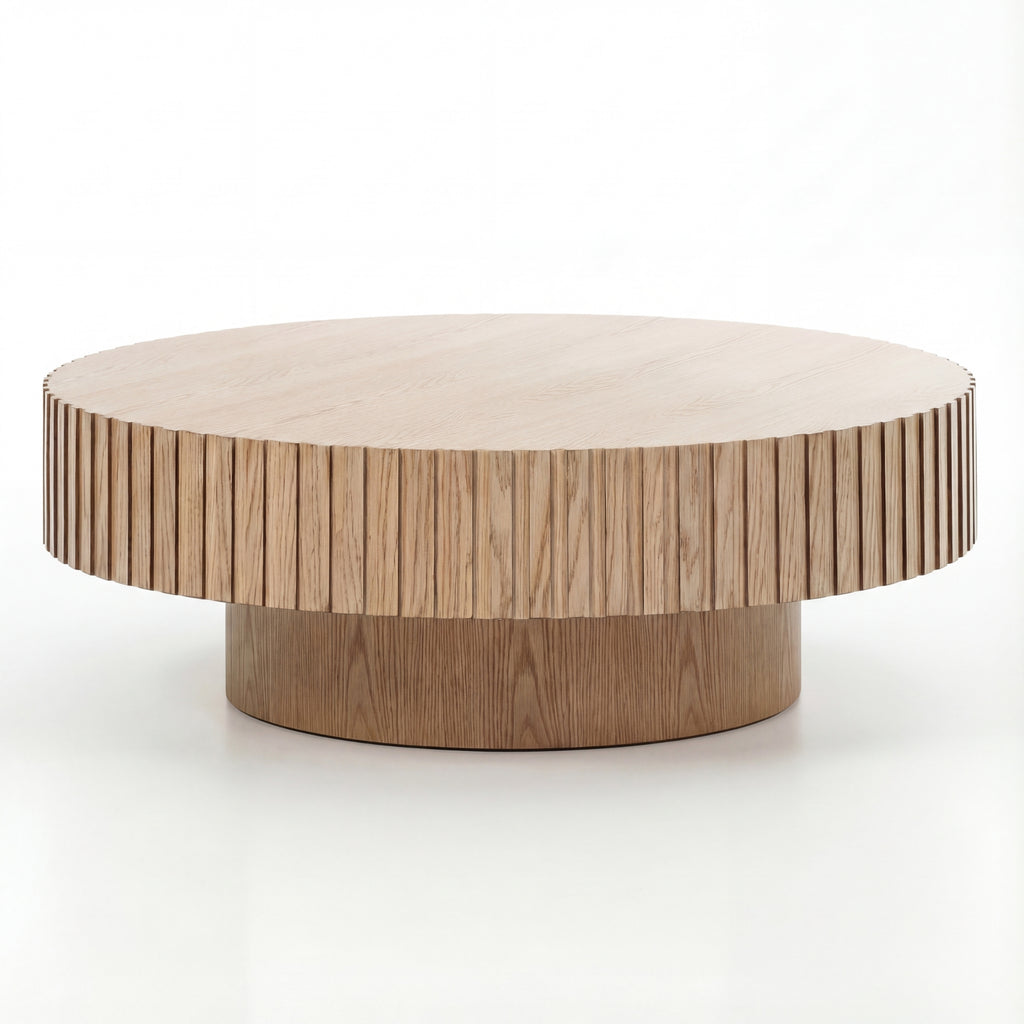 Alicia 100cm Wooden Round Coffee Table Natural