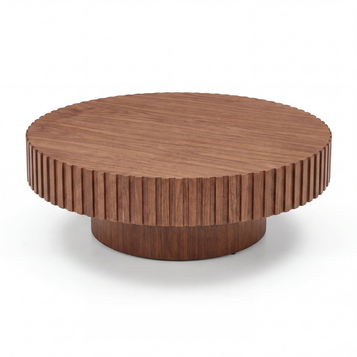Alicia 100cm Wooden Round Coffee Table Walnut