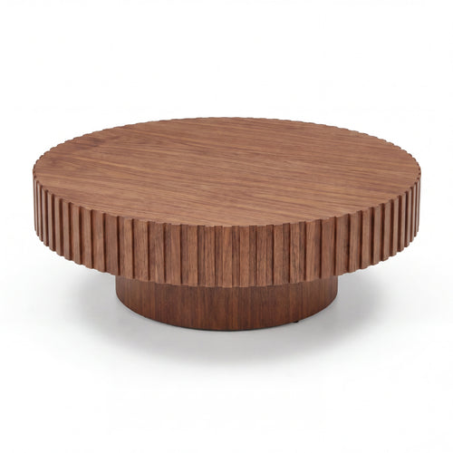 Alicia 100cm Wooden Round Coffee Table Walnut
