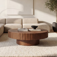 Alicia 100cm Wooden Round Coffee Table Walnut