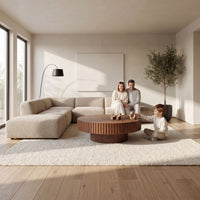 Alicia 100cm Wooden Round Coffee Table Walnut