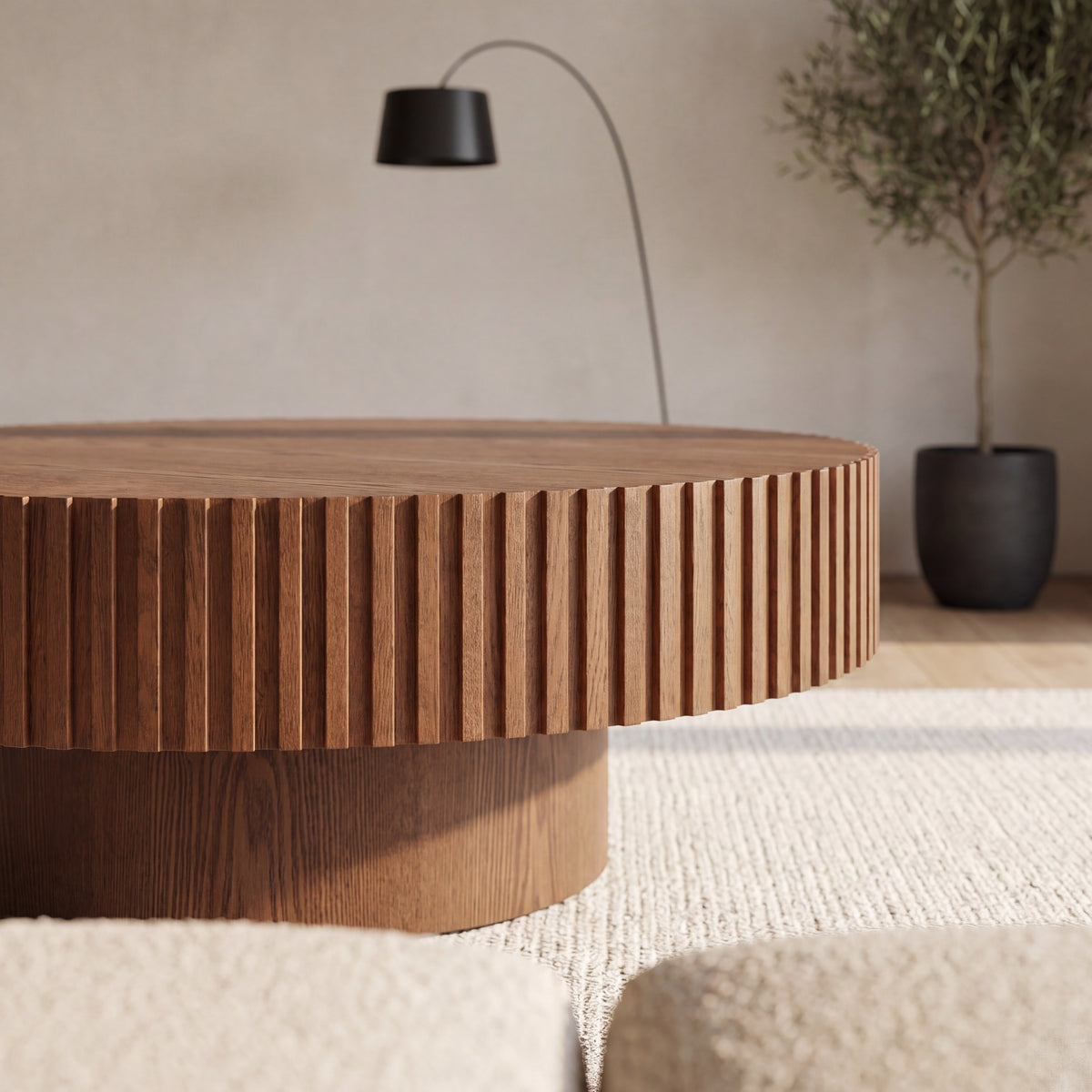 Alicia 100cm Wooden Round Coffee Table Walnut