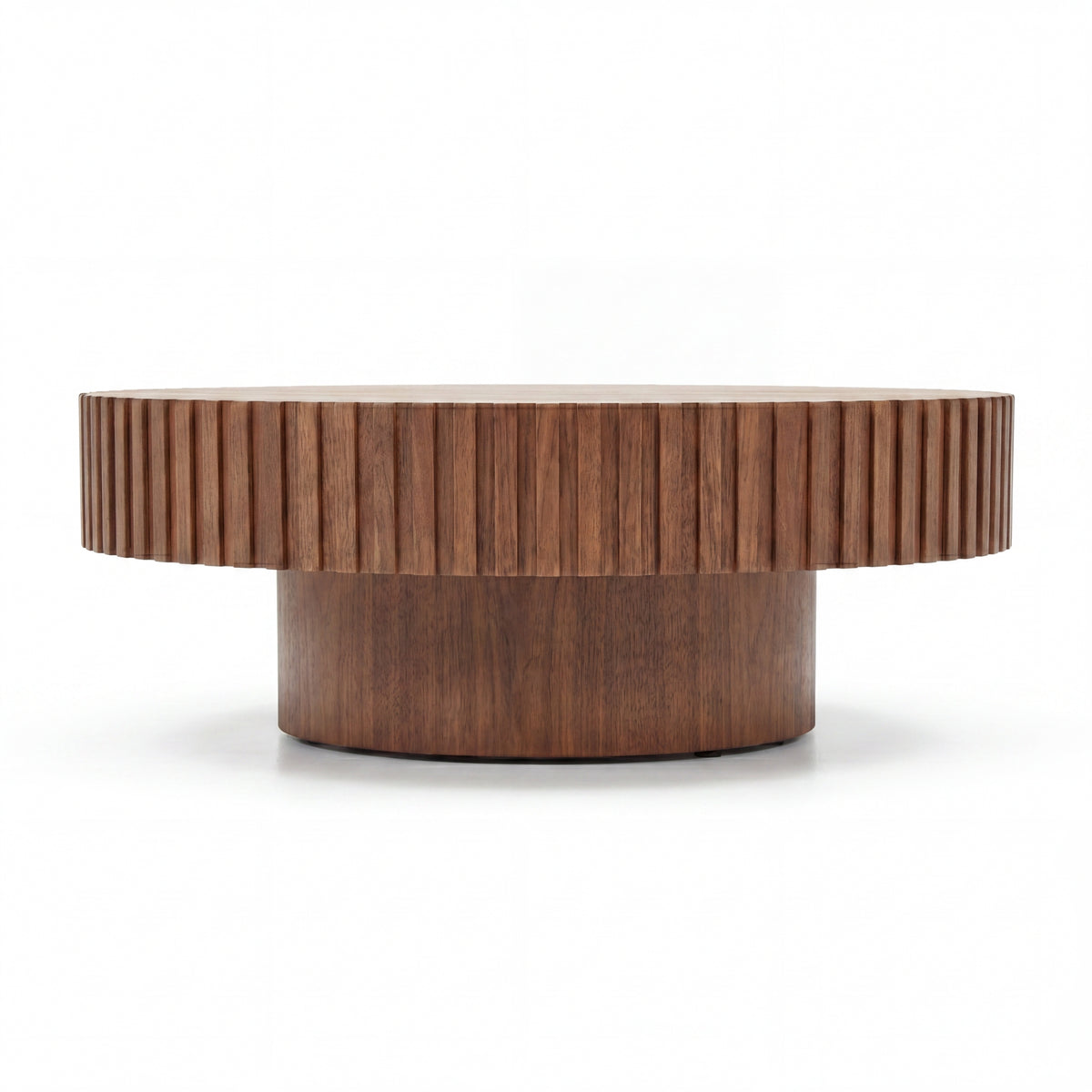 Alicia 100cm Wooden Round Coffee Table Walnut