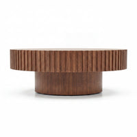 Alicia 100cm Wooden Round Coffee Table Walnut
