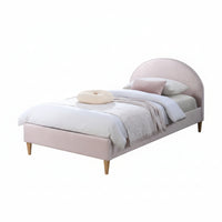 Alix King Single Bed Frame Velvet Fabric Pink