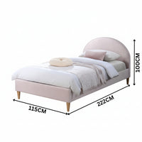 Alix King Single Bed Frame Velvet Fabric Pink