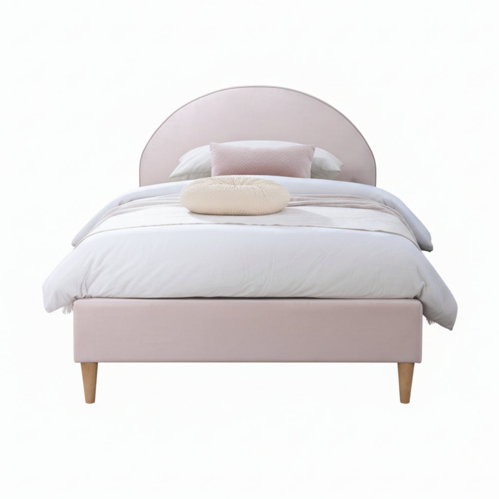 Alix King Single Bed Frame Velvet Fabric Pink