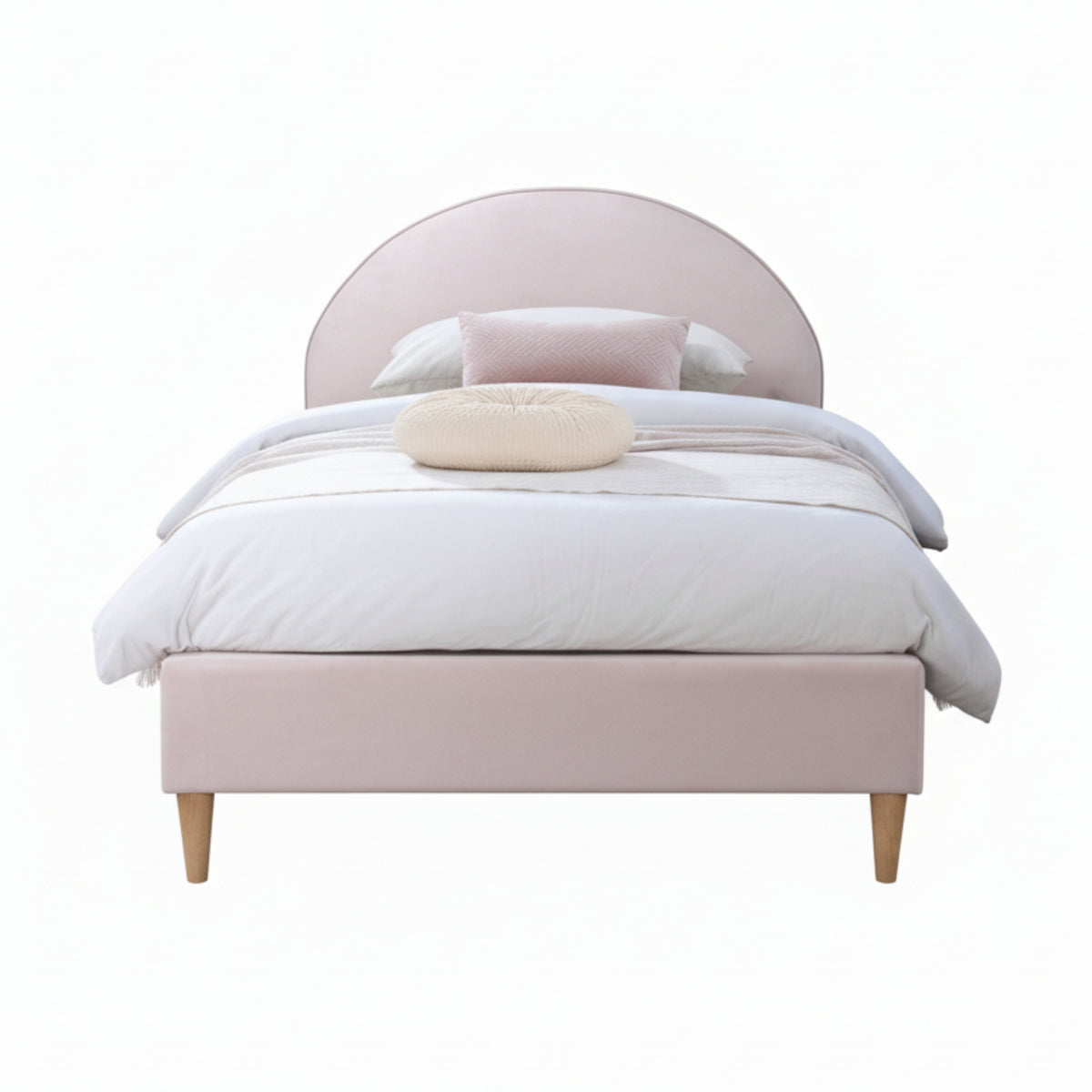 Alix King Single Bed Frame Velvet Fabric Pink
