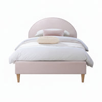 Alix King Single Bed Frame Velvet Fabric Pink