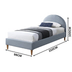 Alix Single Bed Frame Velvet Fabric Blue