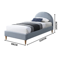 Alix Single Bed Frame Velvet Fabric Blue