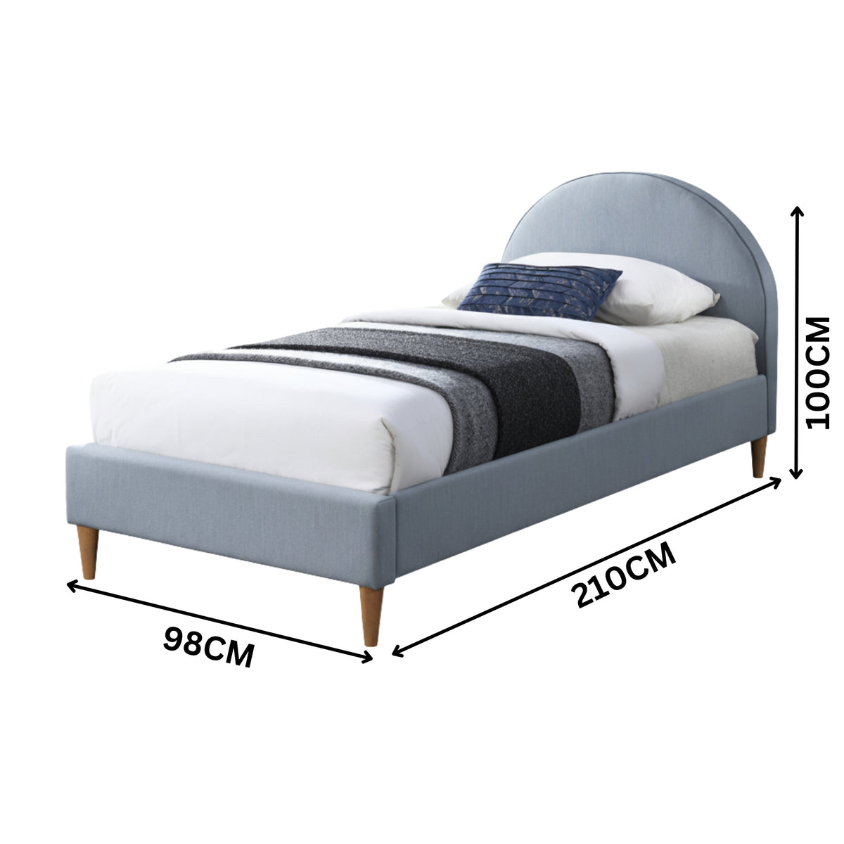 Alix Single Bed Frame Velvet Fabric Blue