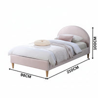 Alix Single Bed Frame Velvet Fabric Pink