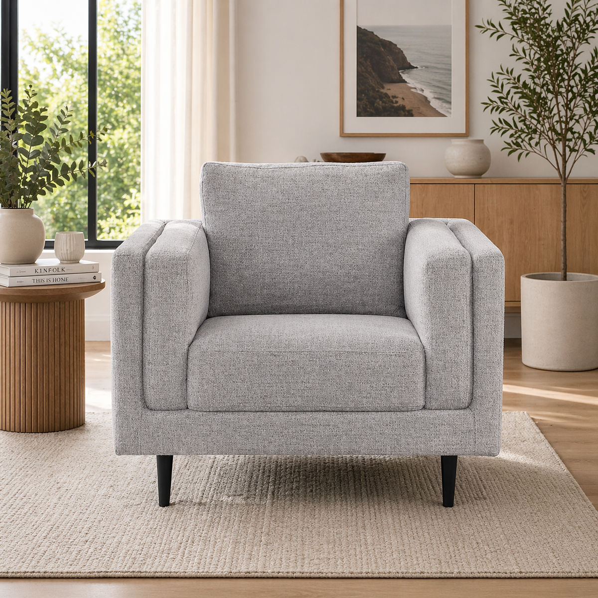 Almaty Fabric Armchair Occasional Arm Chair Quartz Light Grey