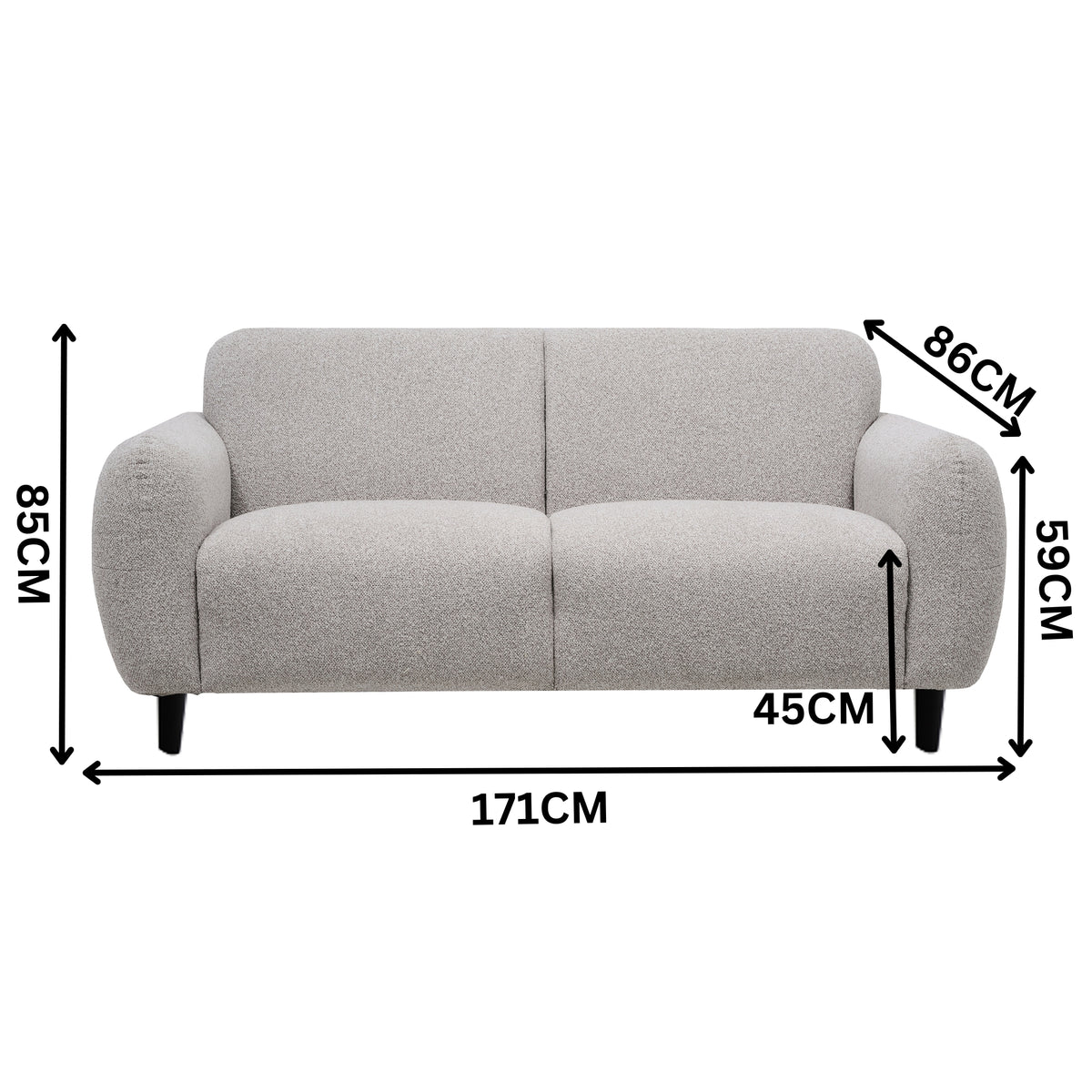 Almerio 2 Seater Fabric Sofa Champagne Grey