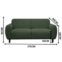 Almerio 2 Seater Fabric Sofa Green