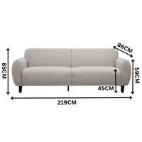 Almerio 3 Seater Fabric Sofa Champagne Grey
