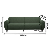 Almerio 3 Seater Fabric Sofa Green