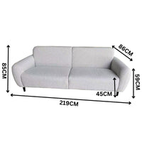 Almerio 3 Seater Fabric Sofa Silver