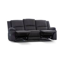 Anderson Fabric Electric Recliner Sofa Lounge Chair JET Dark Grey 1 + 1 + 3 Seater