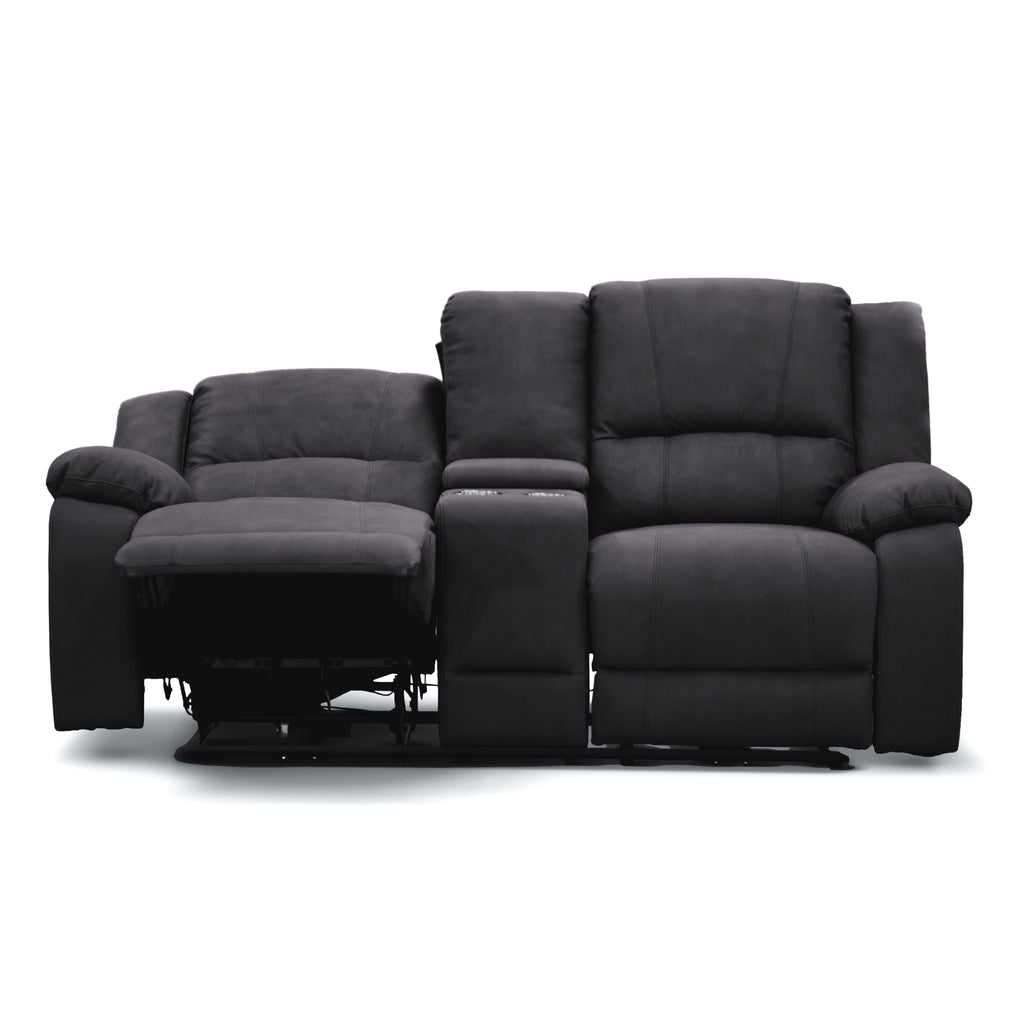 Anderson Fabric Electric Recliner Sofa Lounge Chair JET Dark Grey 1 + 2 Seater