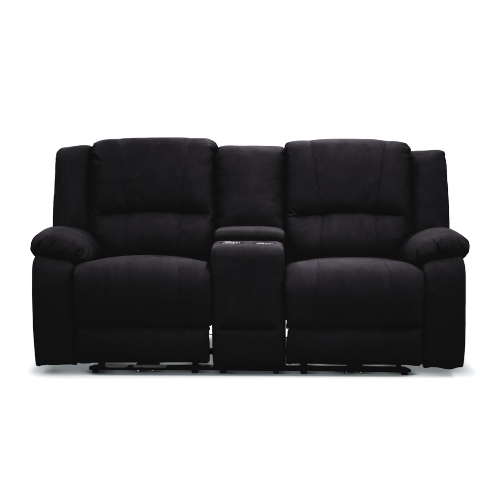 Anderson Fabric Electric Recliner Sofa Lounge Chair ONYX Black 1 + 2 Seater