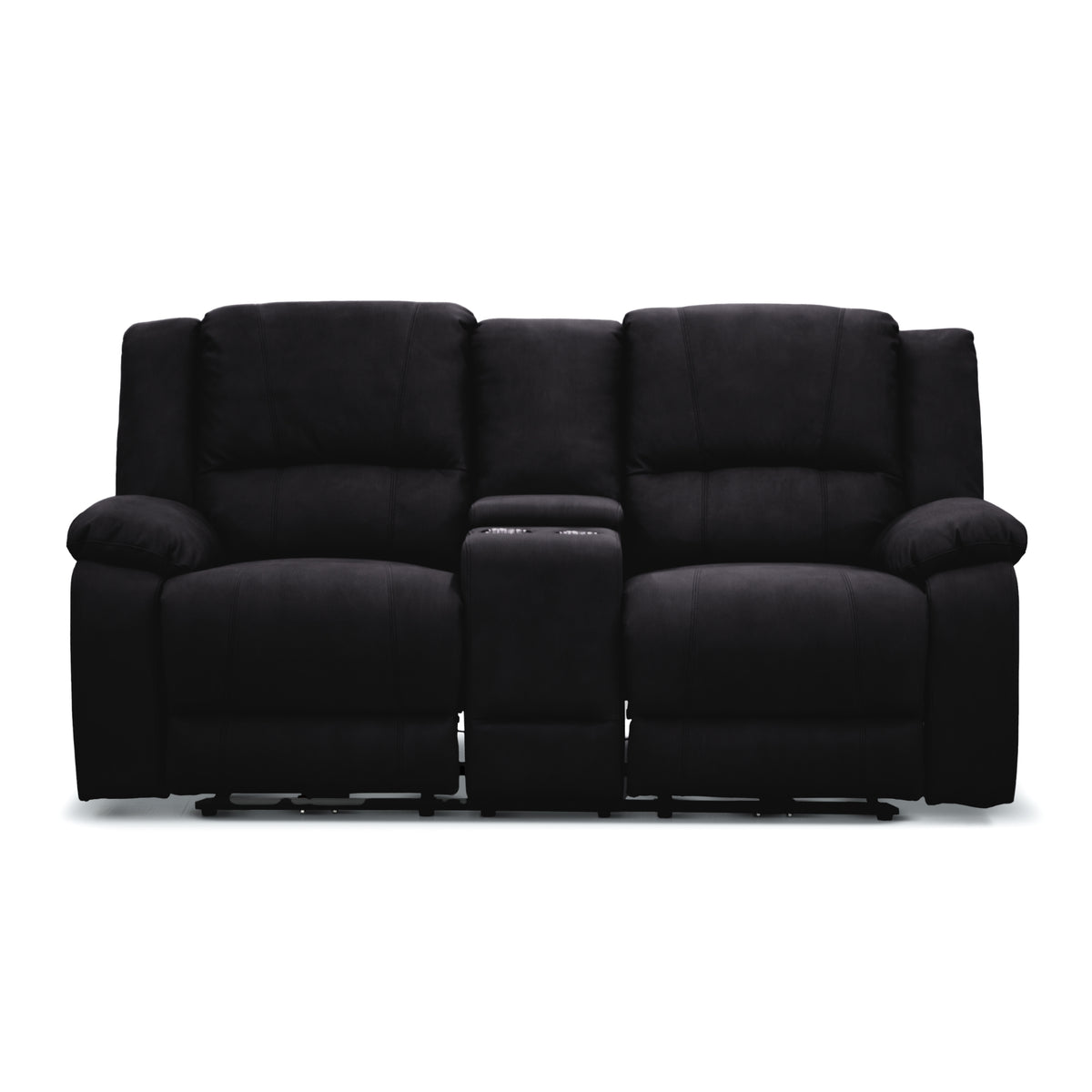 Anderson Fabric Electric Recliner Sofa Lounge Chair ONYX Black 1 + 2 Seater