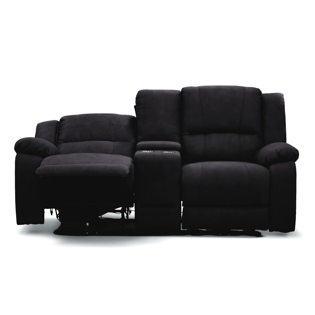 Anderson Fabric Electric Recliner Sofa Lounge Chair ONYX Black 1 + 2 Seater