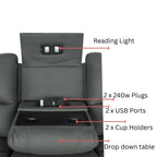 Anderson Fabric Electric Recliner Sofa Lounge Chair LATTE Light Grey 1 + 2 + 3 Seater