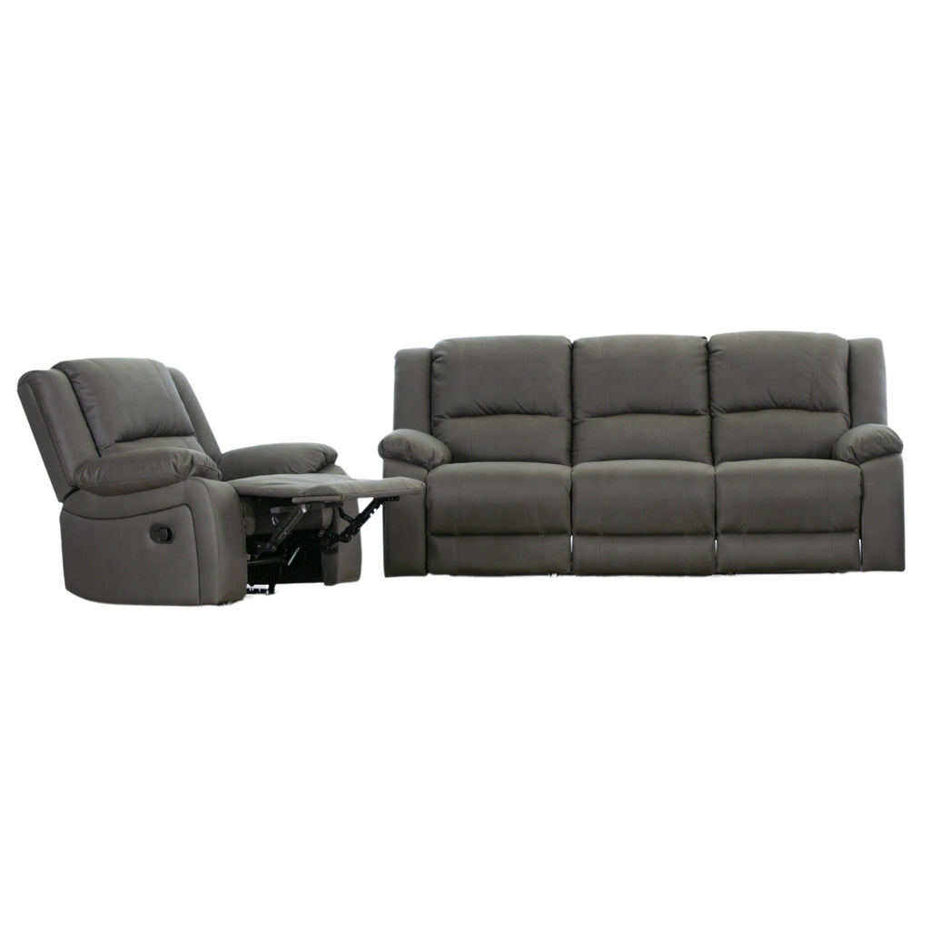 Anderson Fabric Electric Recliner Sofa Lounge Chair LATTE Light Grey 1 + 3 Seater