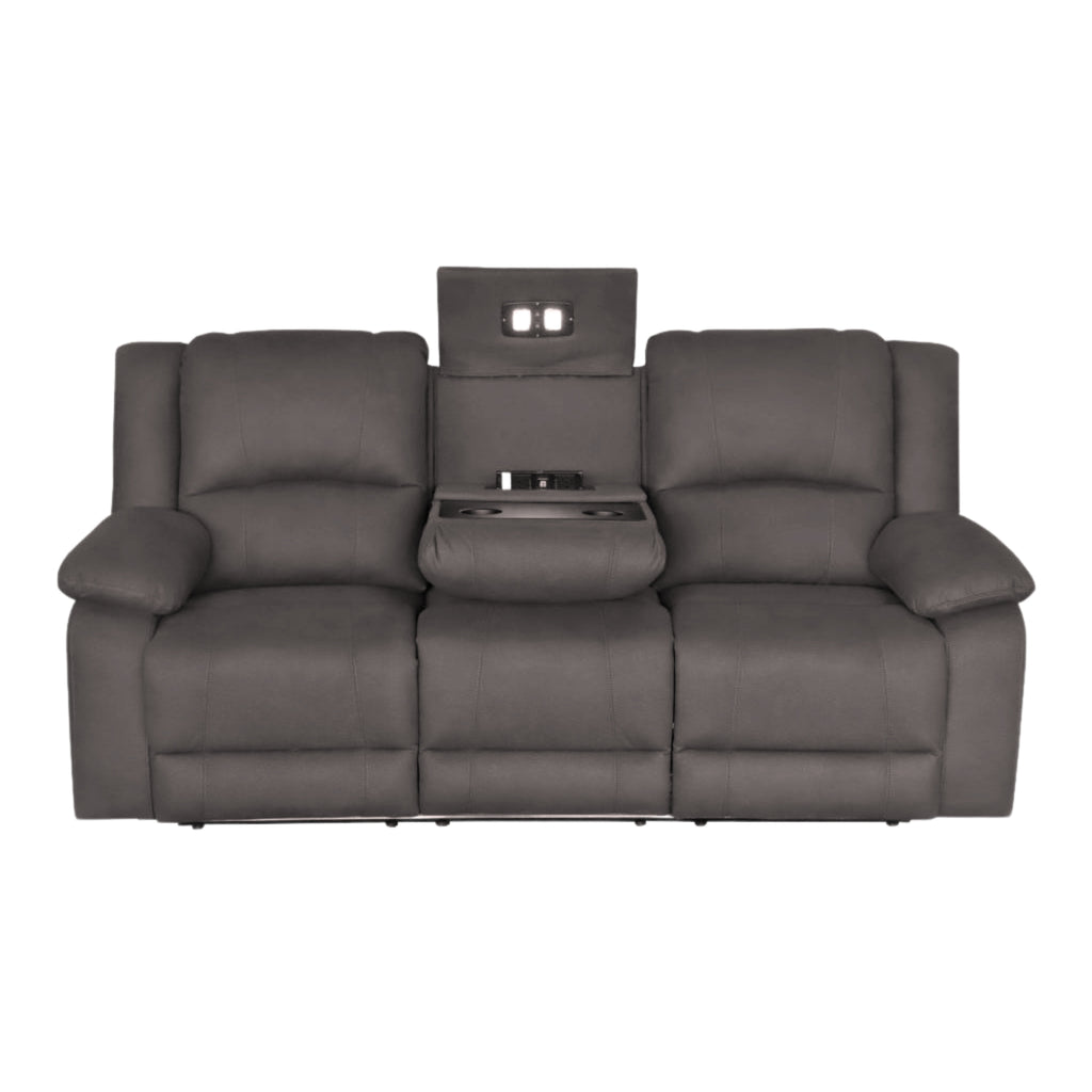 Anderson Fabric Electric Recliner Sofa Lounge Chair LATTE Light Grey 1 + 3 Seater