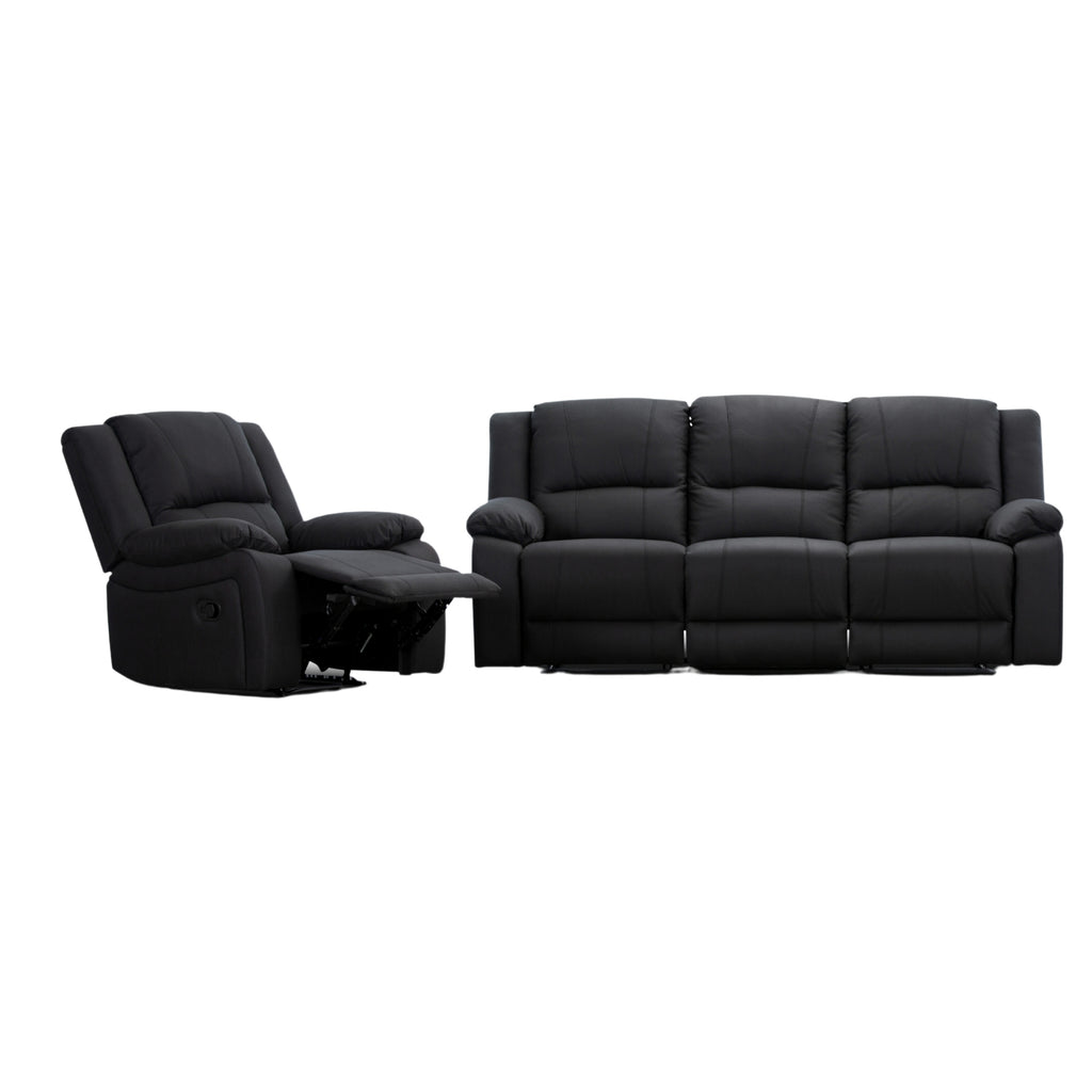 Anderson Fabric Electric Recliner Sofa Lounge Chair ONYX Black 1 + 3 Seater