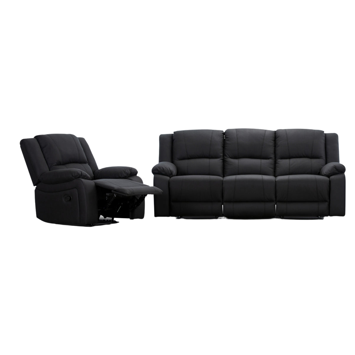 Anderson Fabric Electric Recliner Sofa Lounge Chair ONYX Black 1 + 3 Seater