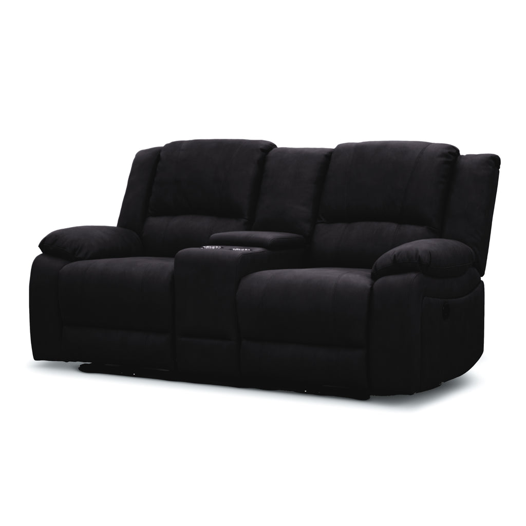 Anderson Fabric Electric Recliner Sofa Lounge Chair ONYX Black 2 Seater