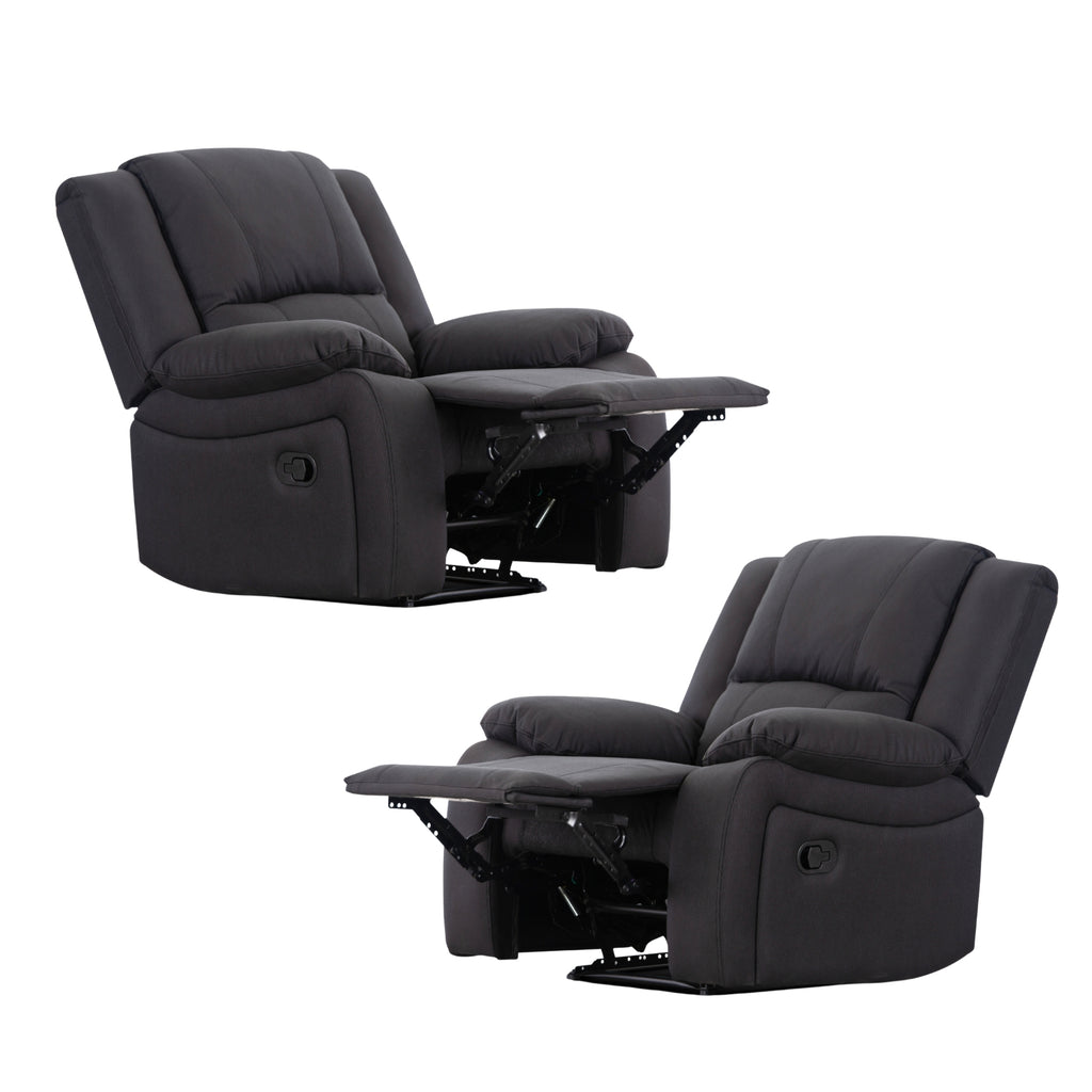 Anderson Fabric Electric Recliner Sofa Lounge Chair JET Dark Grey 1 + 1 Seater