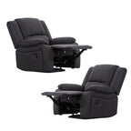 Anderson Fabric Electric Recliner Sofa Lounge Chair JET Dark Grey 1 + 1 Seater
