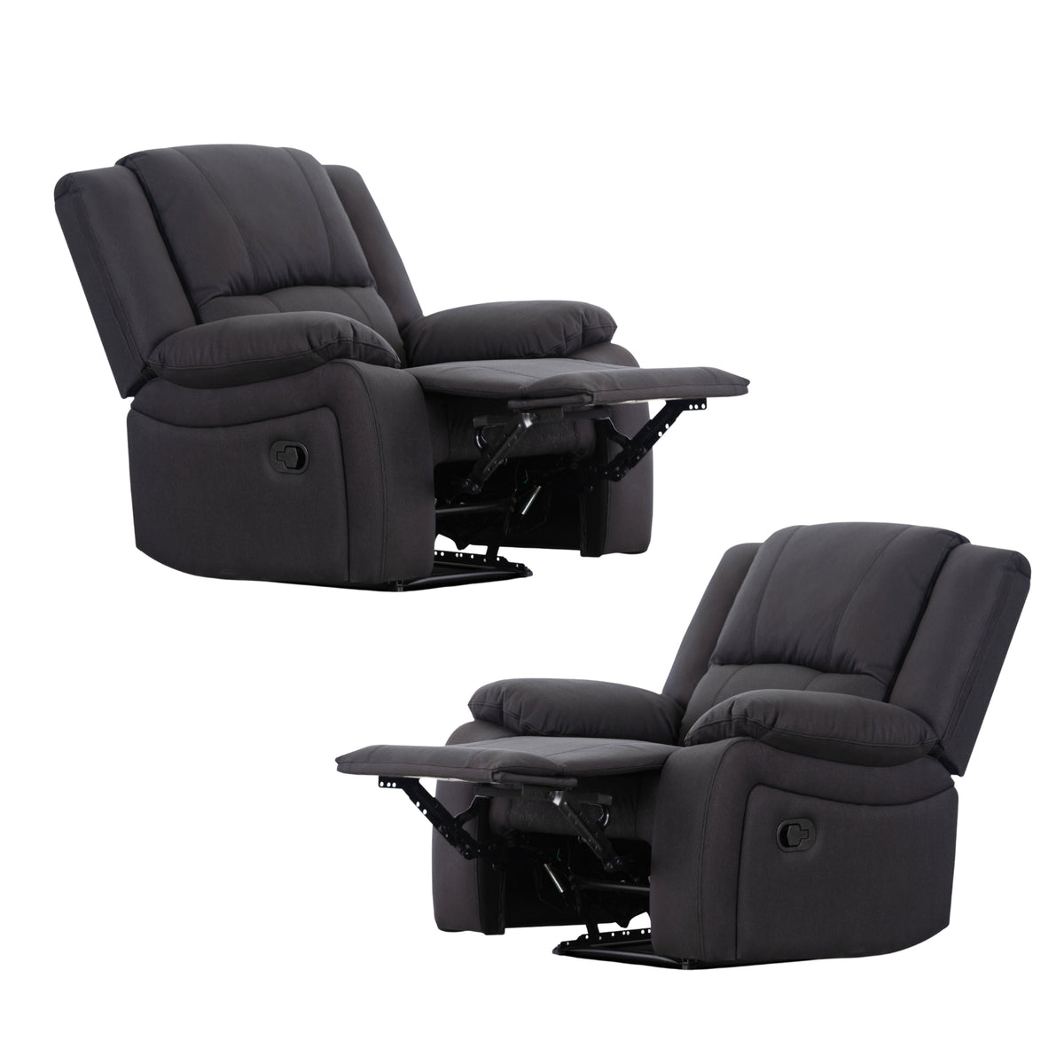 Anderson Fabric Electric Recliner Sofa Lounge Chair JET Dark Grey 1 + 1 Seater