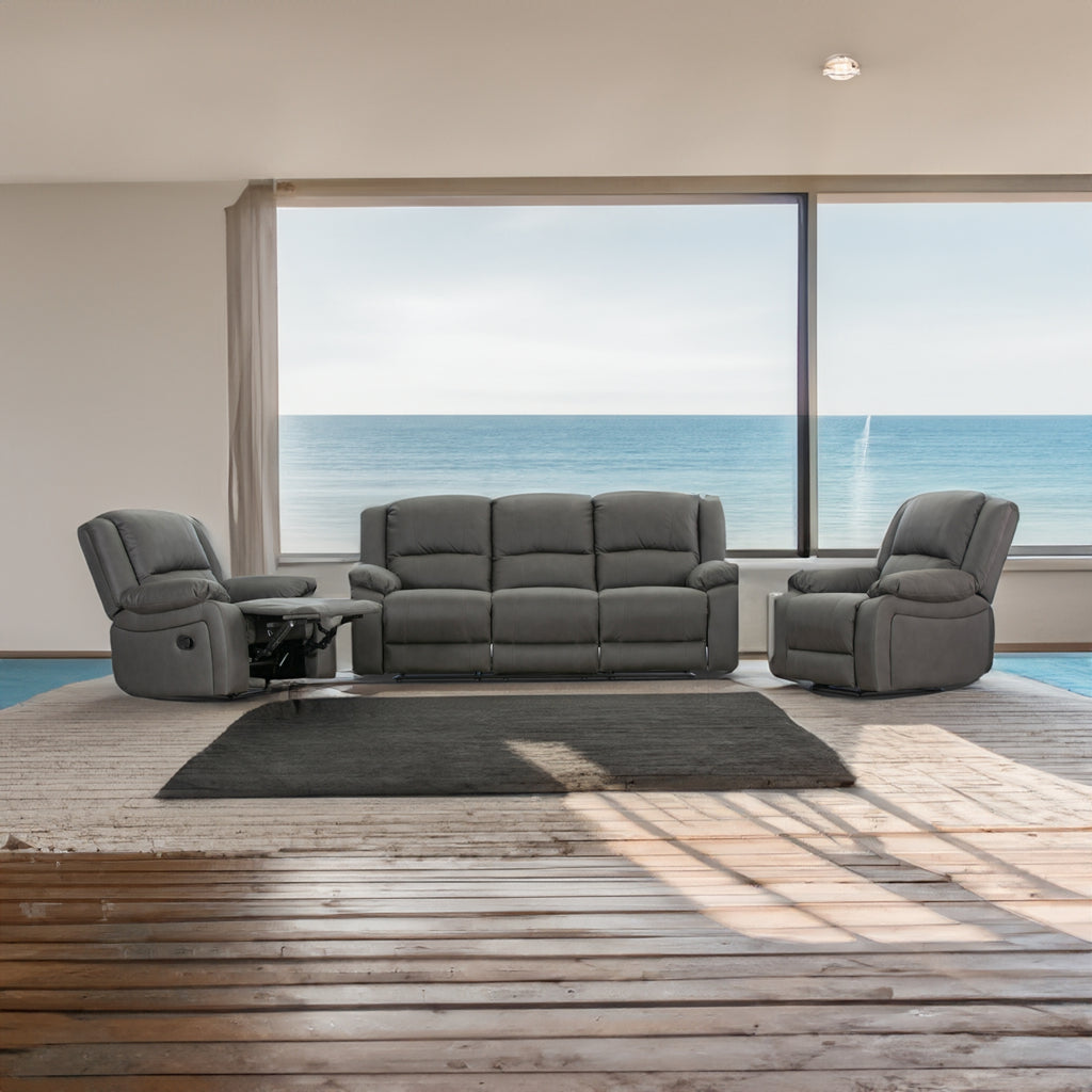 Anderson Fabric Electric Recliner Sofa Lounge Chair LATTE Light Grey 1 + 1 Seater