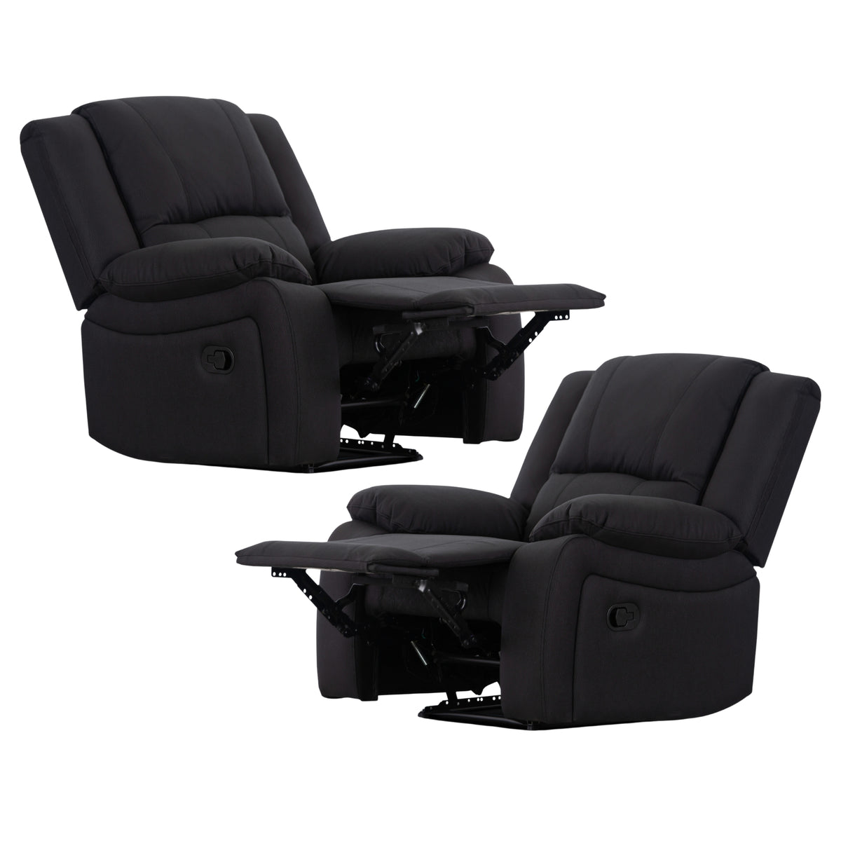 Anderson Fabric Electric Recliner Sofa Lounge Chair ONYX Black 1 + 1 Seater