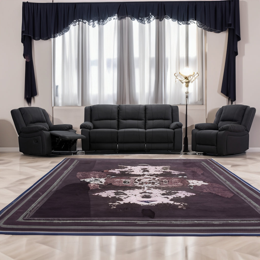 Anderson Fabric Electric Recliner Sofa Lounge Chair ONYX Black 3 Seater