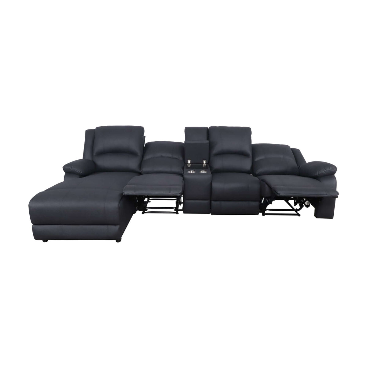 Anderson 3 Seater Fabric Manual Recliner Sofa Lounge LHF Chaise Set Onyx