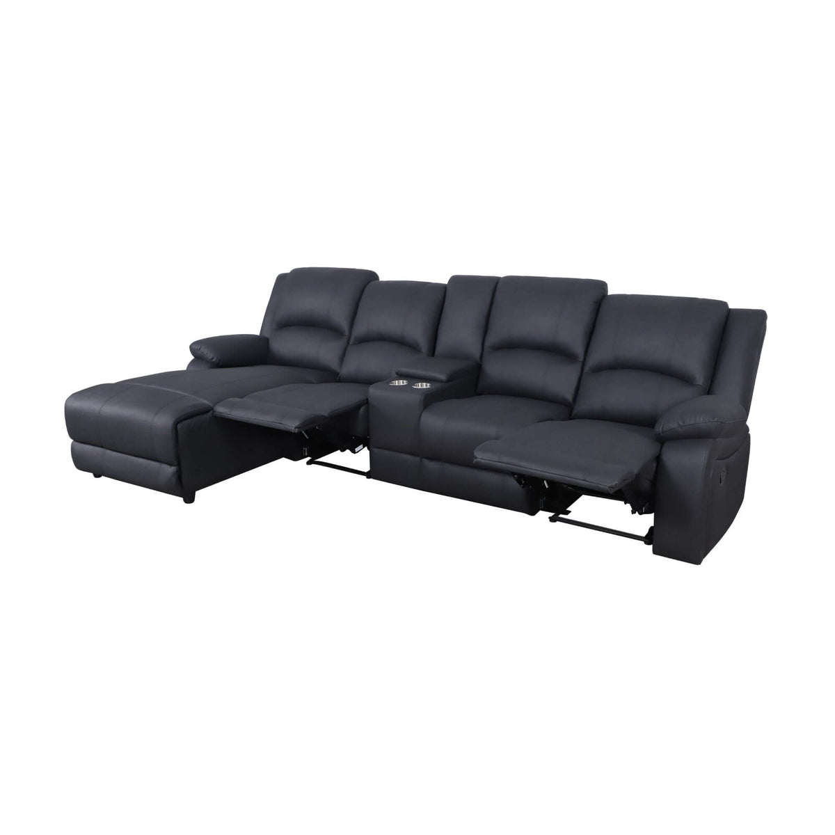 Anderson 3 Seater Fabric Manual Recliner Sofa Lounge LHF Chaise Set Onyx