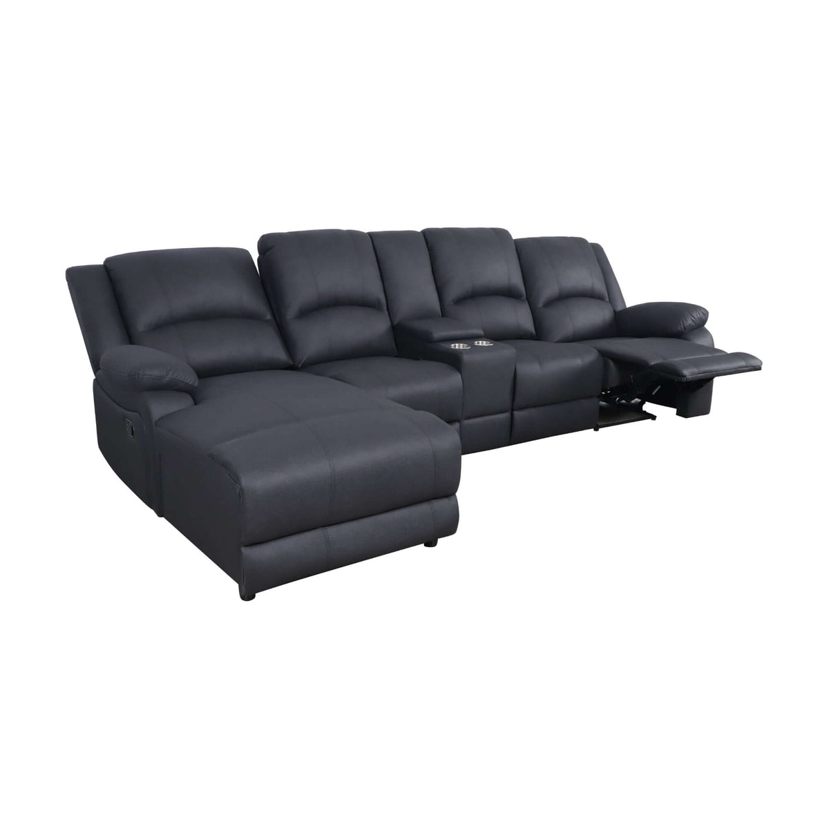 Anderson 3 Seater Fabric Manual Recliner Sofa Lounge LHF Chaise Set Onyx