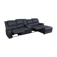 Anderson 3 Seater Fabric Manual Recliner Sofa Lounge RHF Chaise Set Onyx