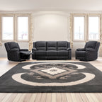 Anderson 3+1+1 Seater Fabric Manual Recliner Sofa Lounge Chair Set JET Dark Grey 