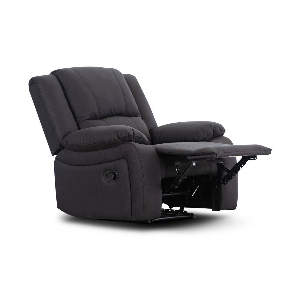 Anderson 3+1+1 Seater Fabric Manual Recliner Sofa Lounge Chair Set JET Dark Grey 